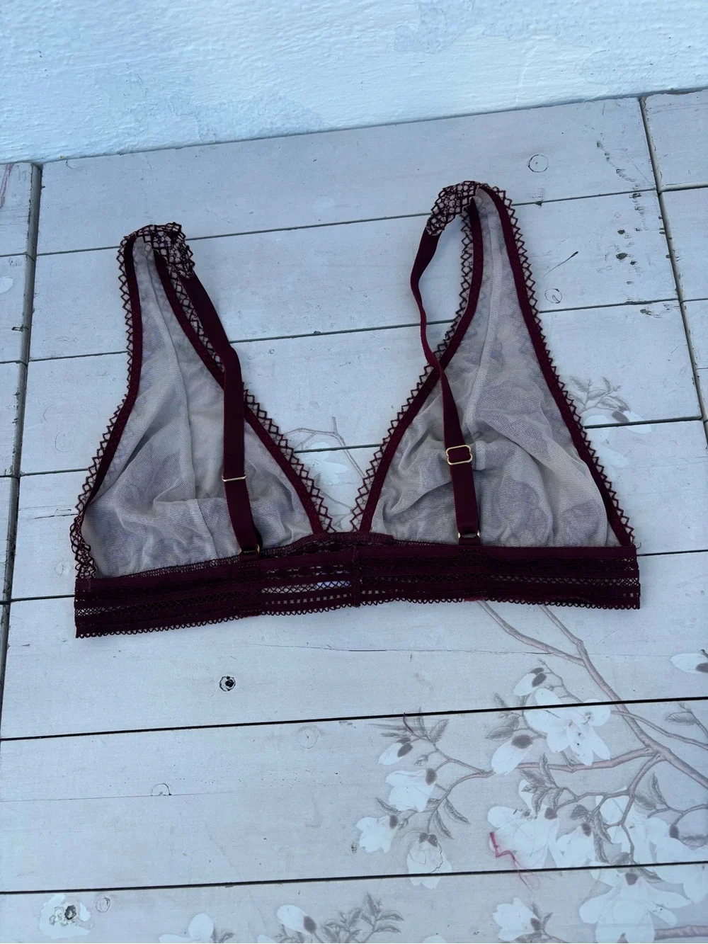 Free People Burgundy Floral Lace Bralette